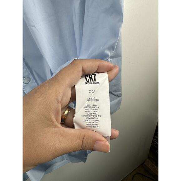 CR7 Cristiano Ronaldo Slim Fit Button Up Light Blue Dress Shirt Size 2XL XXL - Picture 9 of 9